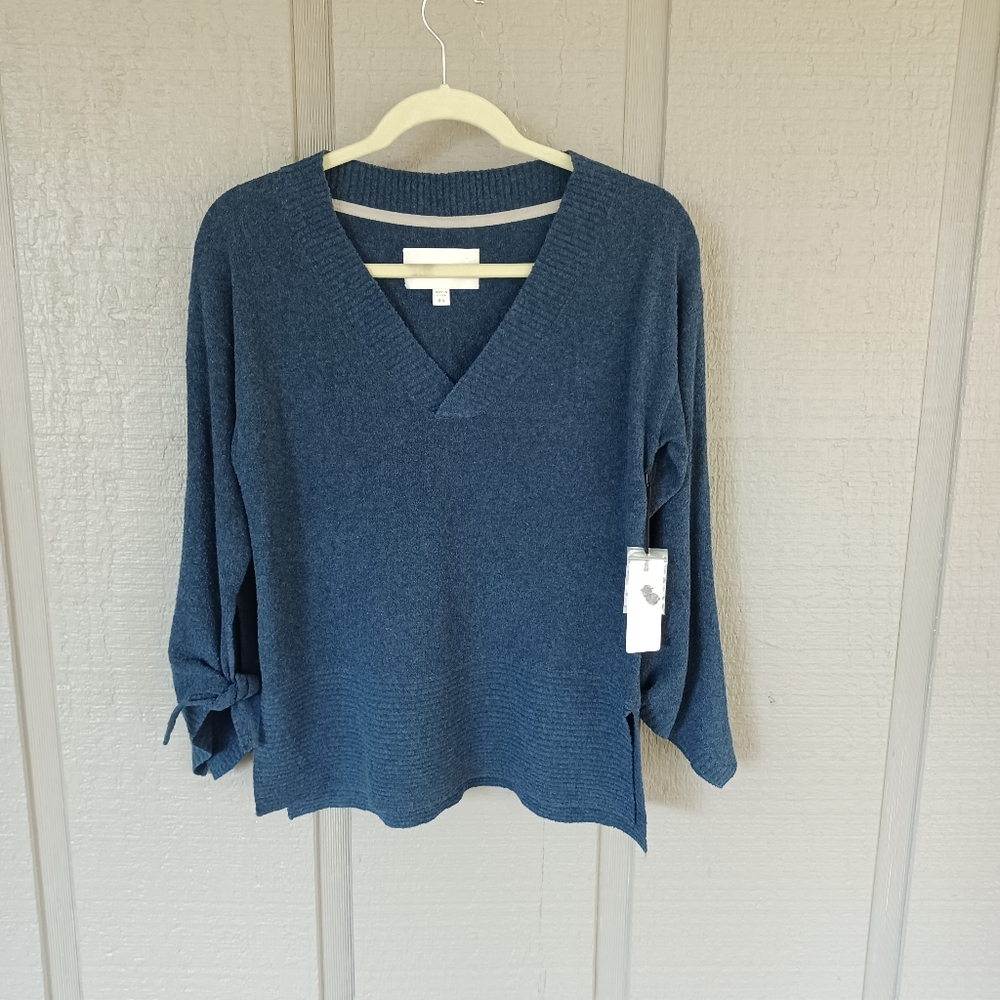 Brochu Walker Alett Pullover Sweater Size XS Women Preppy V Neck Cotton Blend